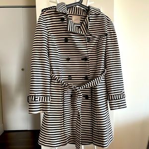 AT Loft b&w Petite Striped trench coat.